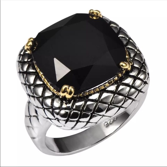 New! Black Onyx Sterling Silver Statement Ring - Picture 2 of 4